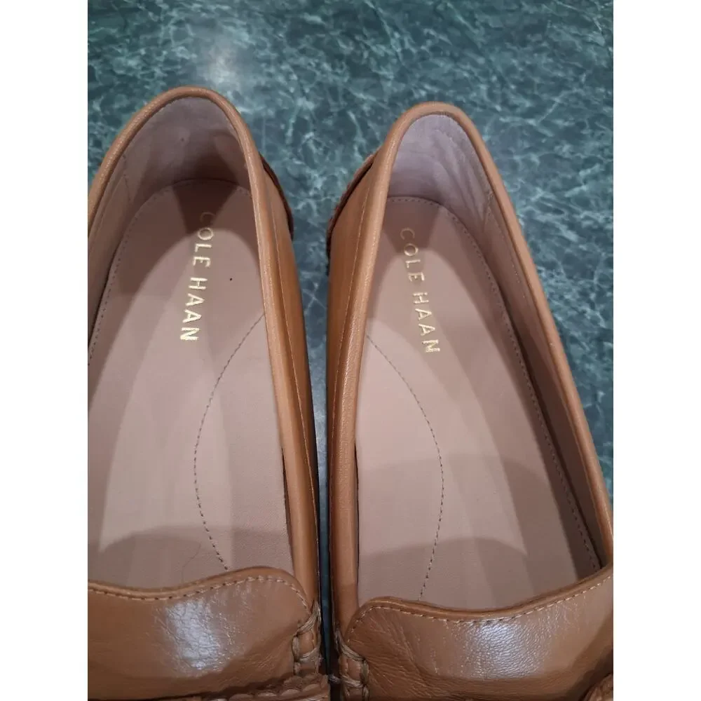Cole Haan Bellport Bow Driver Shoes Womens 7 B Tan Leather Casual Loafer Slip On - Picture 3 of 7